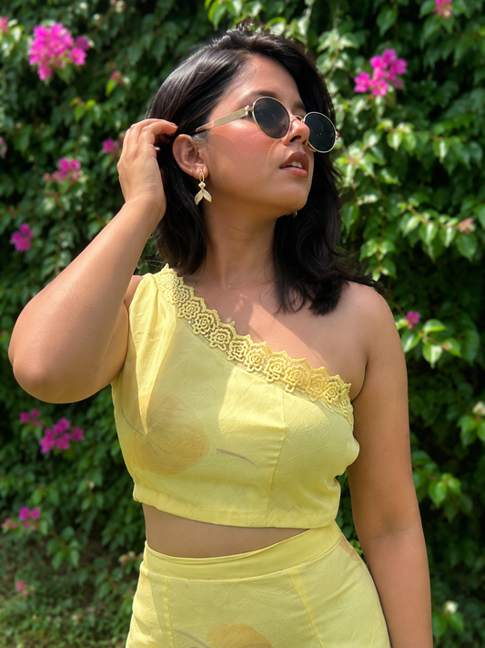 Pastel Yellow Organza Co-Ord Set