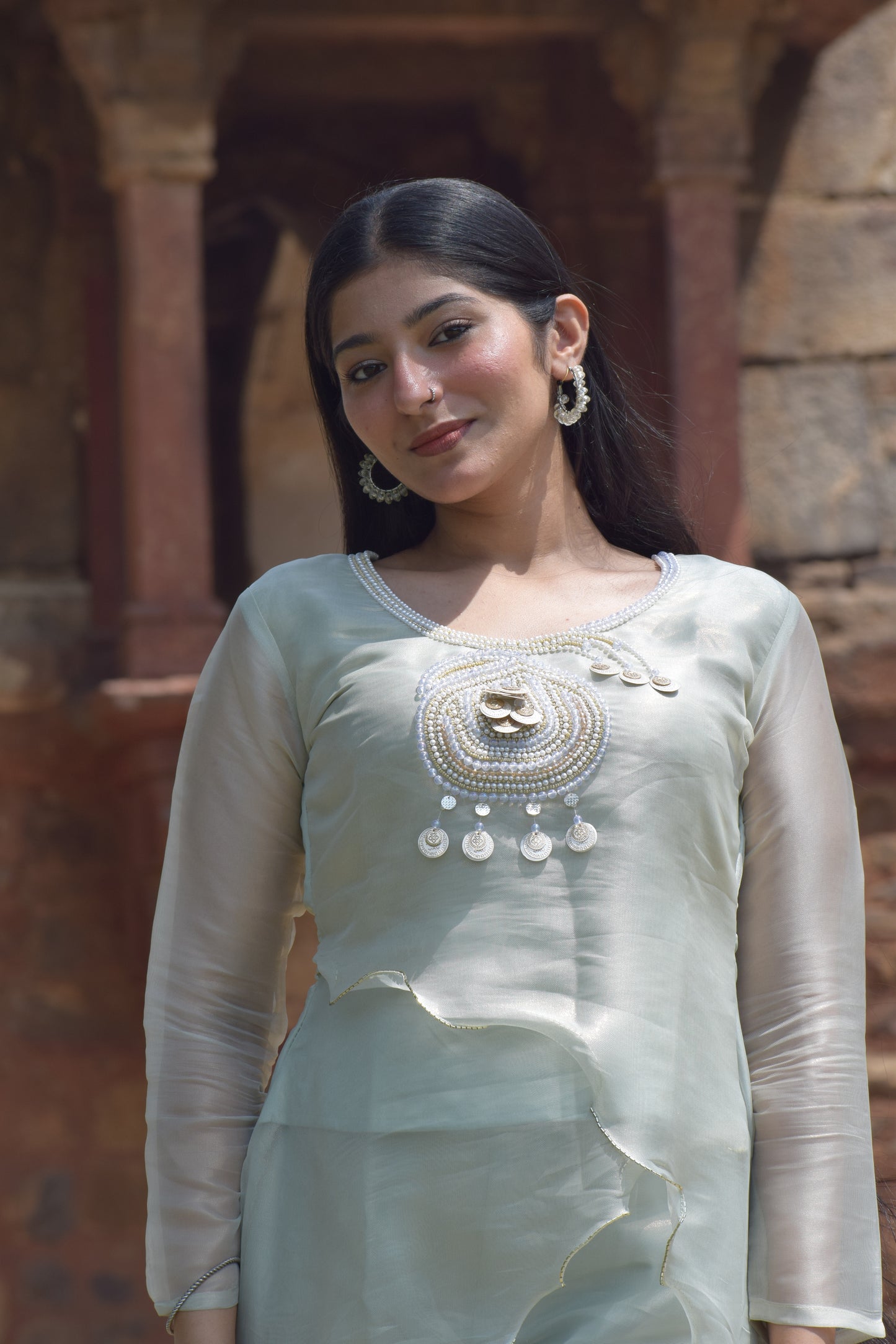 Mint Embroidery Shimmer Co-ord Set