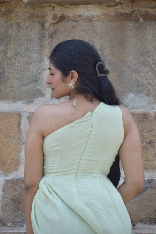 Sea Green One-Shoulder Dress