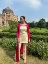 Pink Brocade Jacket Set