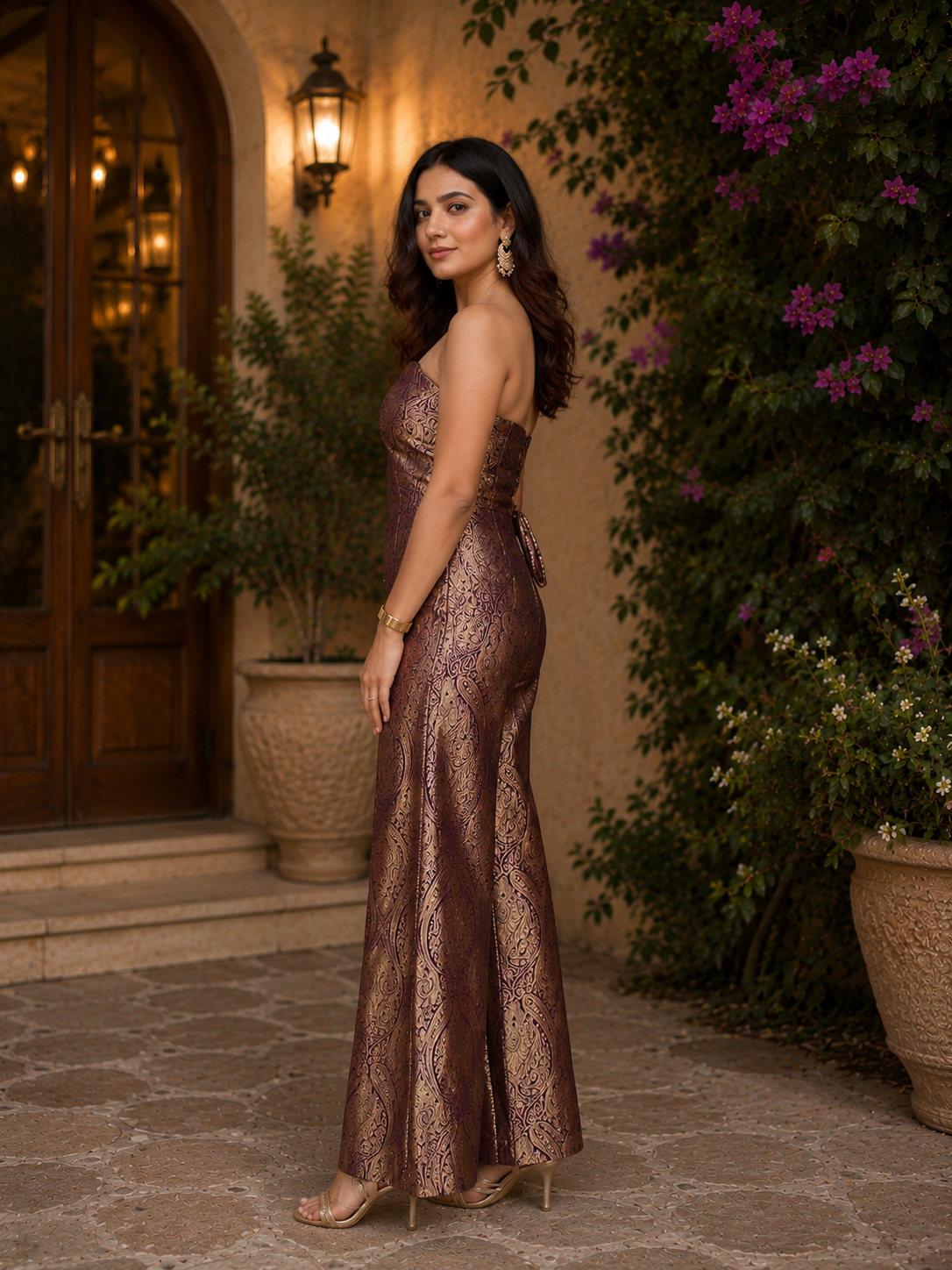 Pure Brocade Co-ord Set with Flared Pants