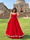 Red Georgette Flared Palazzo Set
