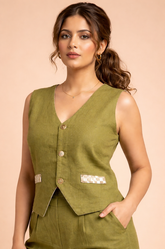 Olive Edge Tailored Vest Co-Ord Set