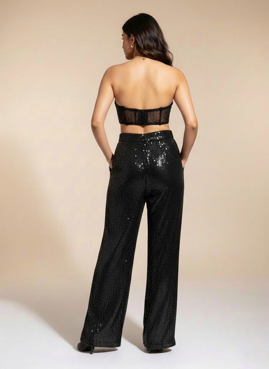 Midnight Sparkle Strapless Sequin Co-Ord Set
