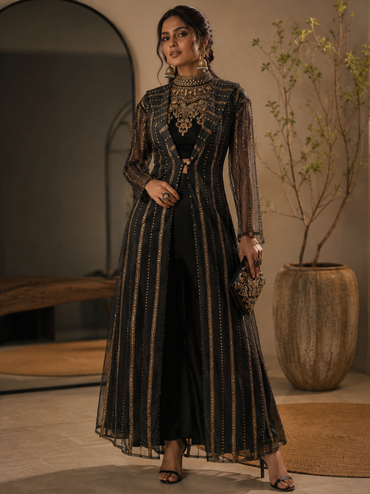 Black Embroidered Co-ord Set