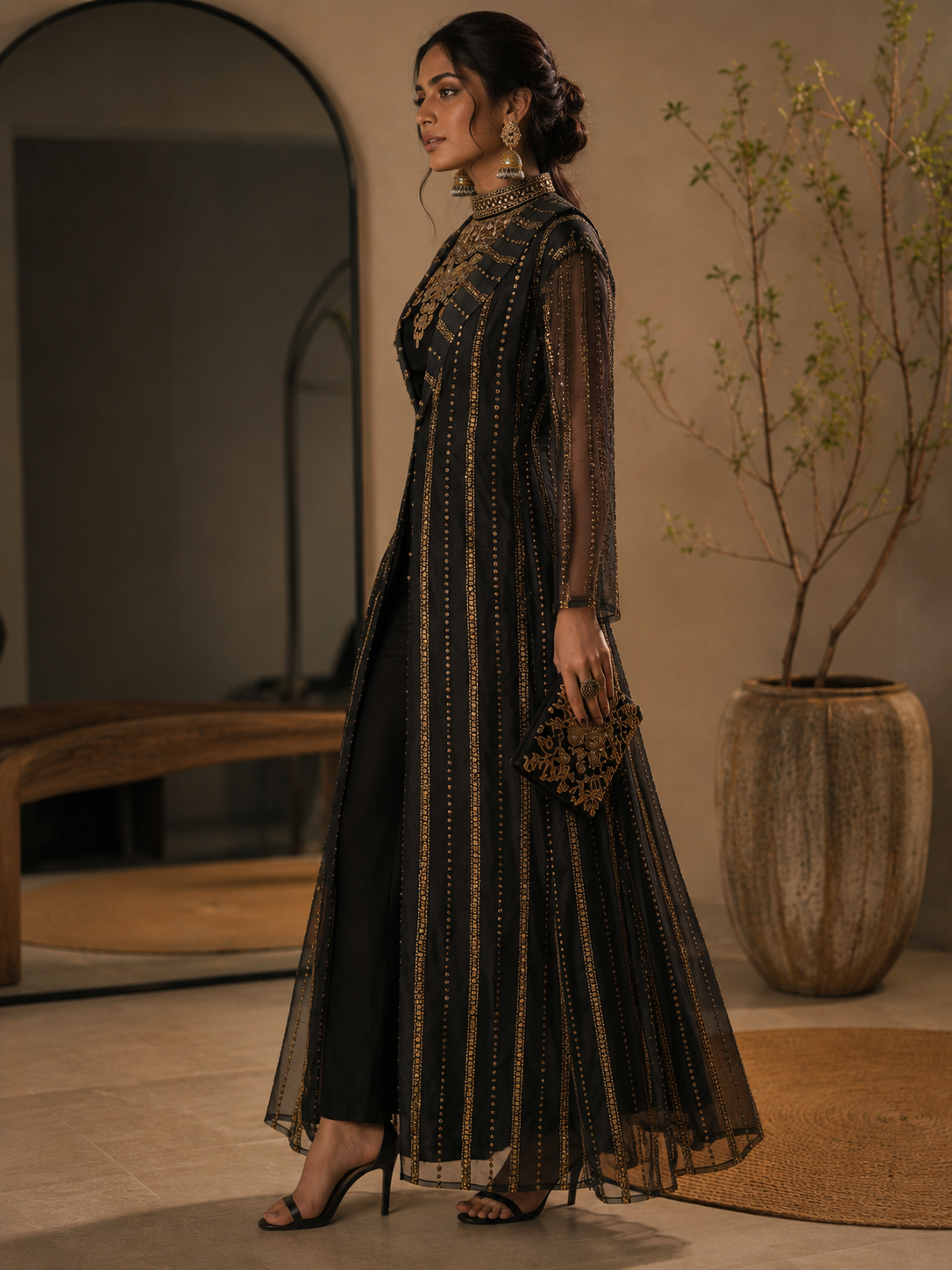 Black Embroidered Co-ord Set