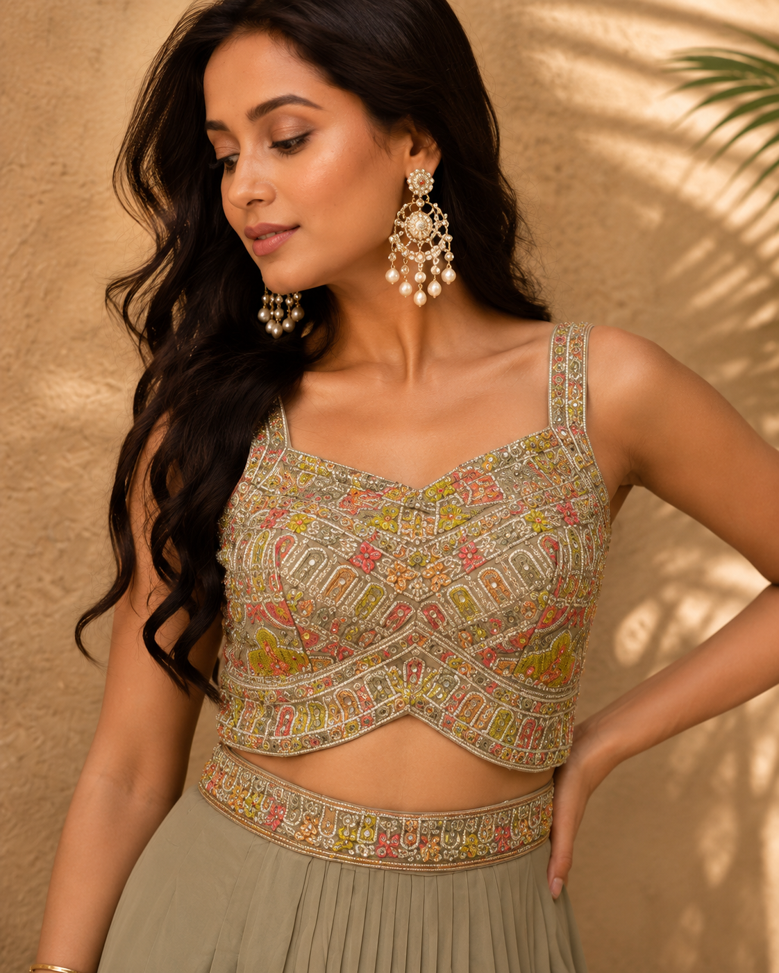 Sage Embroidered Drape Set