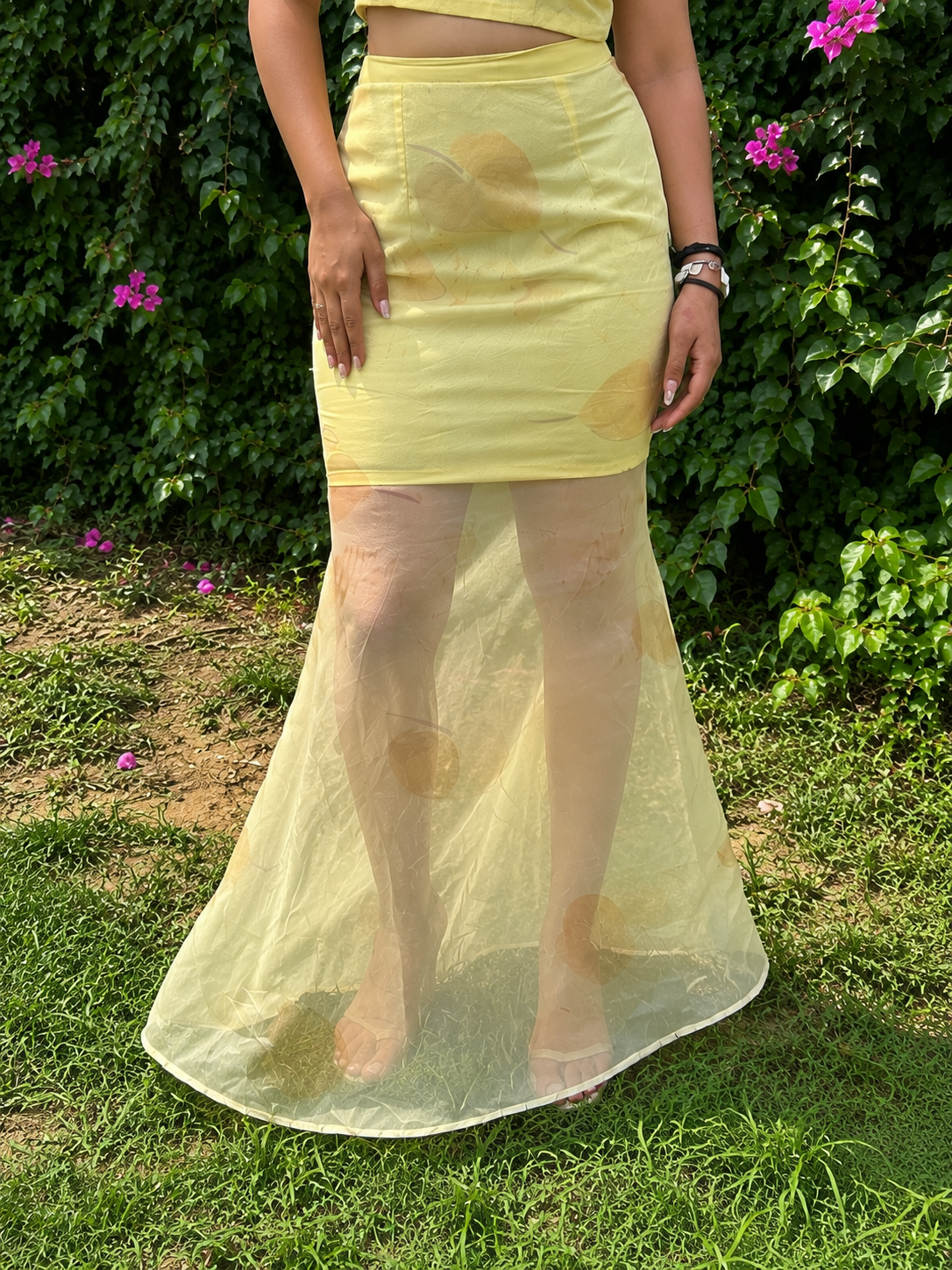 Pastel Yellow Organza Co-Ord Set