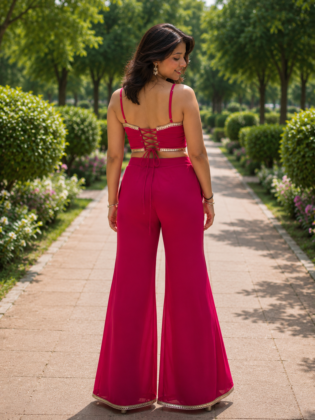 Pink Mirror Georgette Co-Ord Set