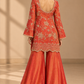 Rust Red Floral Embroidered Palazzo Set