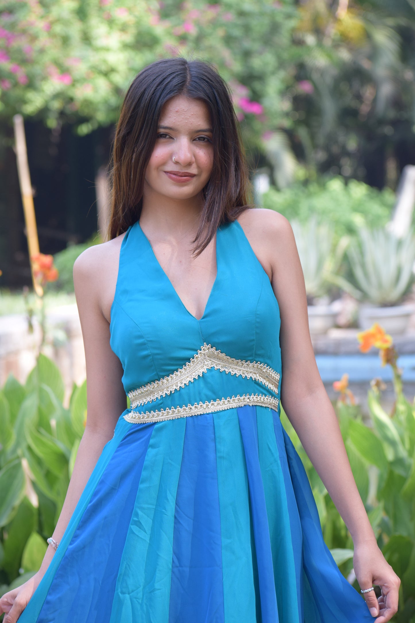 Aqua Backless Maxi Dress