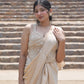 Golden Drape Saree with Embroidered Blouse