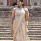 Golden Drape Saree with Embroidered Blouse