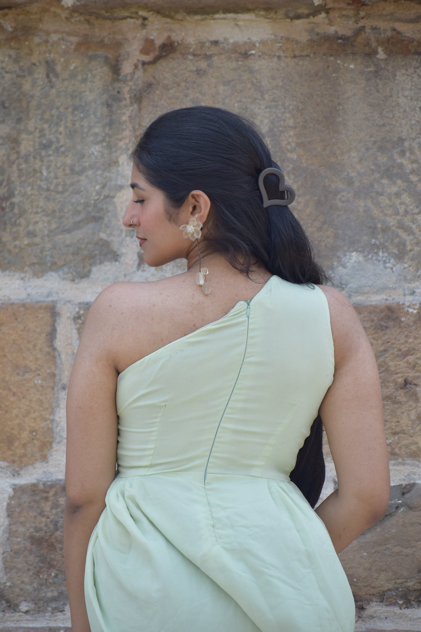 Sea Green One-Shoulder  Dress