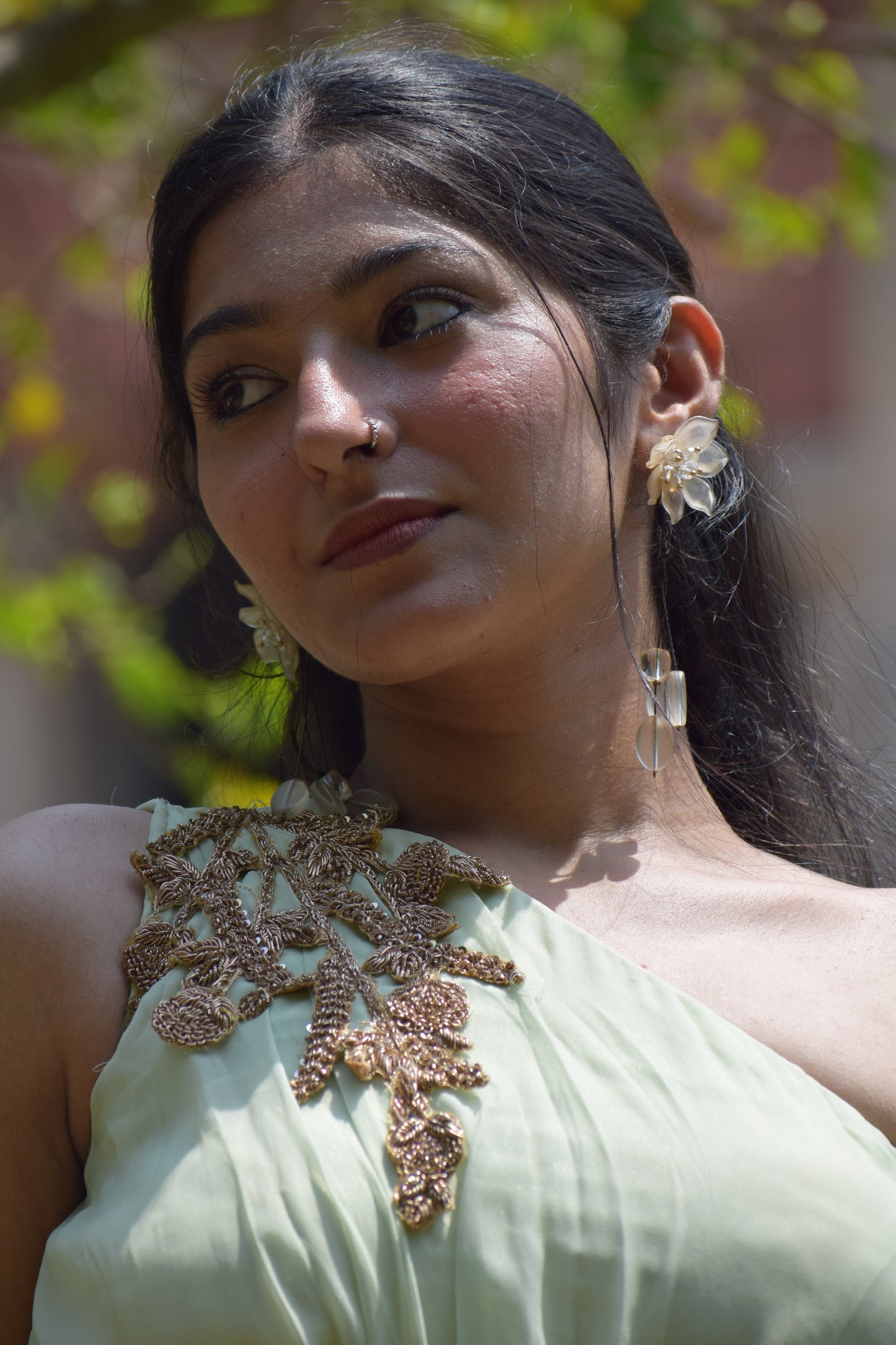 Sea Green One-Shoulder  Dress