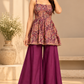 Purple Printed Peplum Palazzo Set