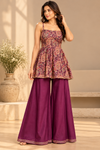 Purple Printed Peplum Palazzo Set