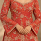 Rust Red Floral Embroidered Palazzo Set