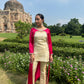 Pink Brocade Jacket Set