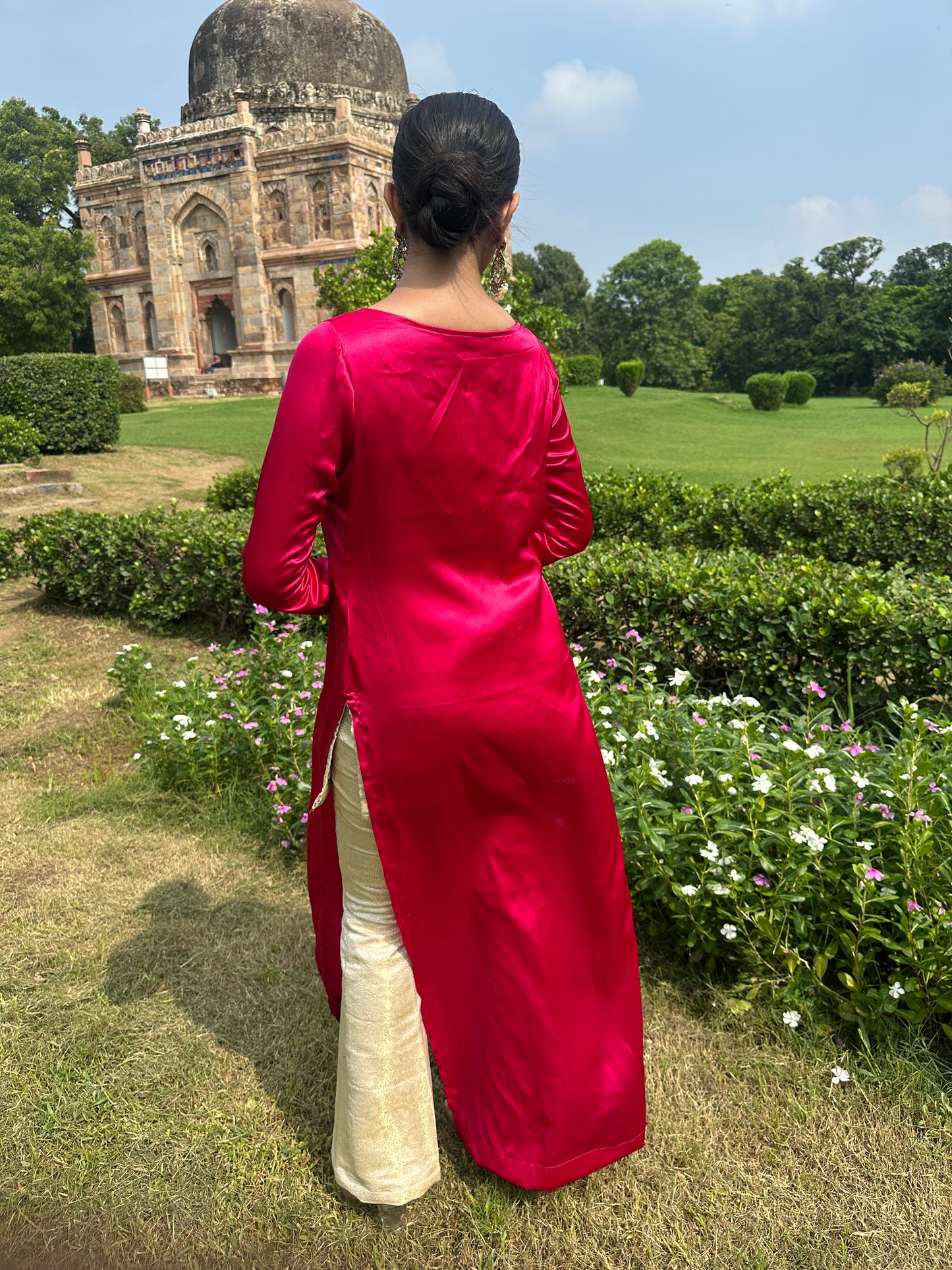 Pink Brocade Jacket Set