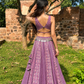 Purple Printed Cotton Lehenga Set