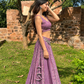Purple Printed Cotton Lehenga Set