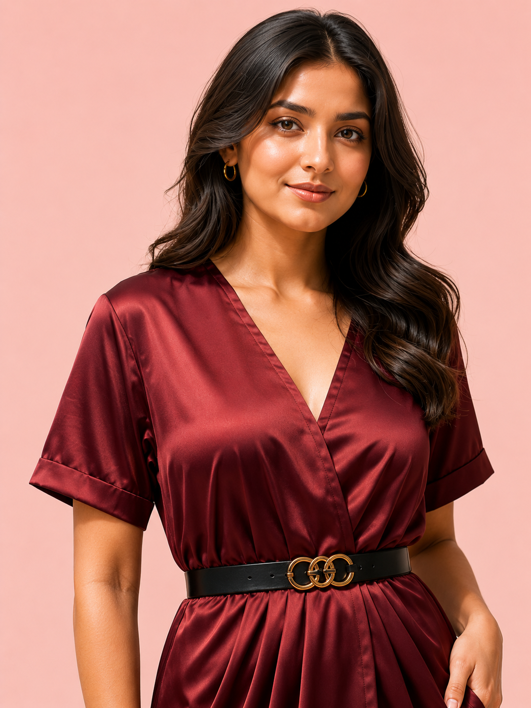 Satin Drape Short Dress