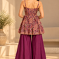 Purple Printed Peplum Palazzo Set