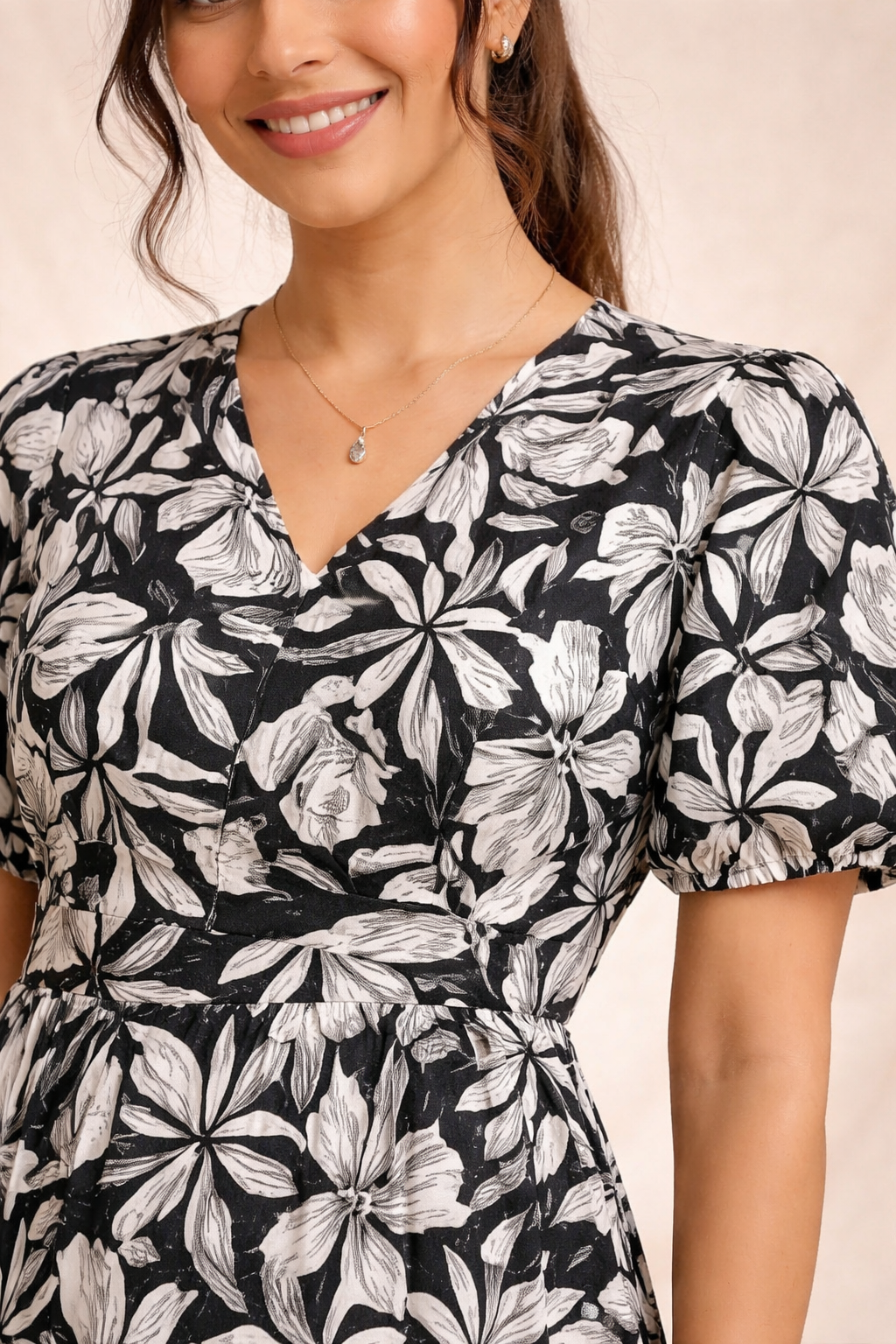 Midnight Bloom Rayon Cotton Dress
