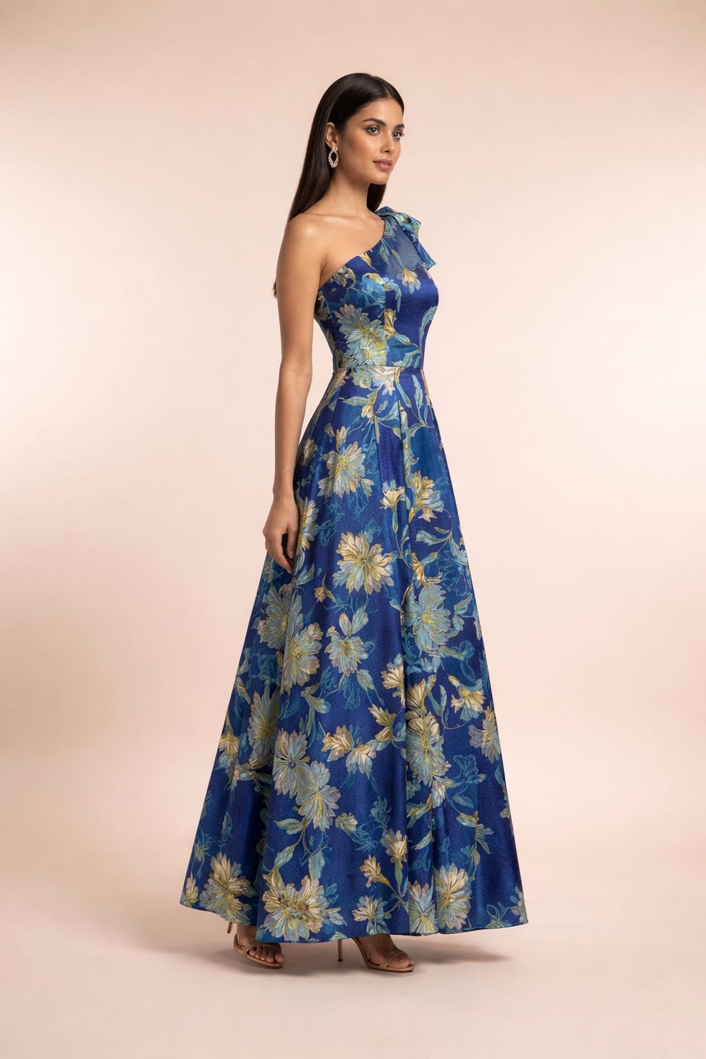Ocean Bloom One-Shoulder Dress
