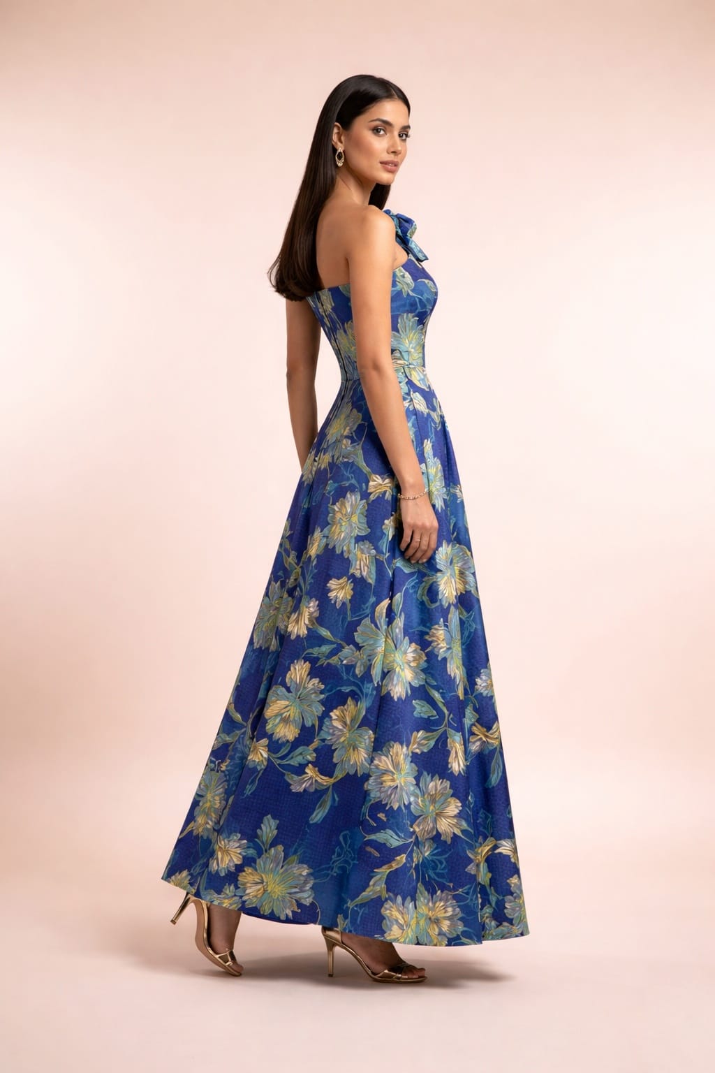 Ocean Bloom One-Shoulder Dress