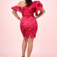 Ruby Ruffle One-Shoulder Dress