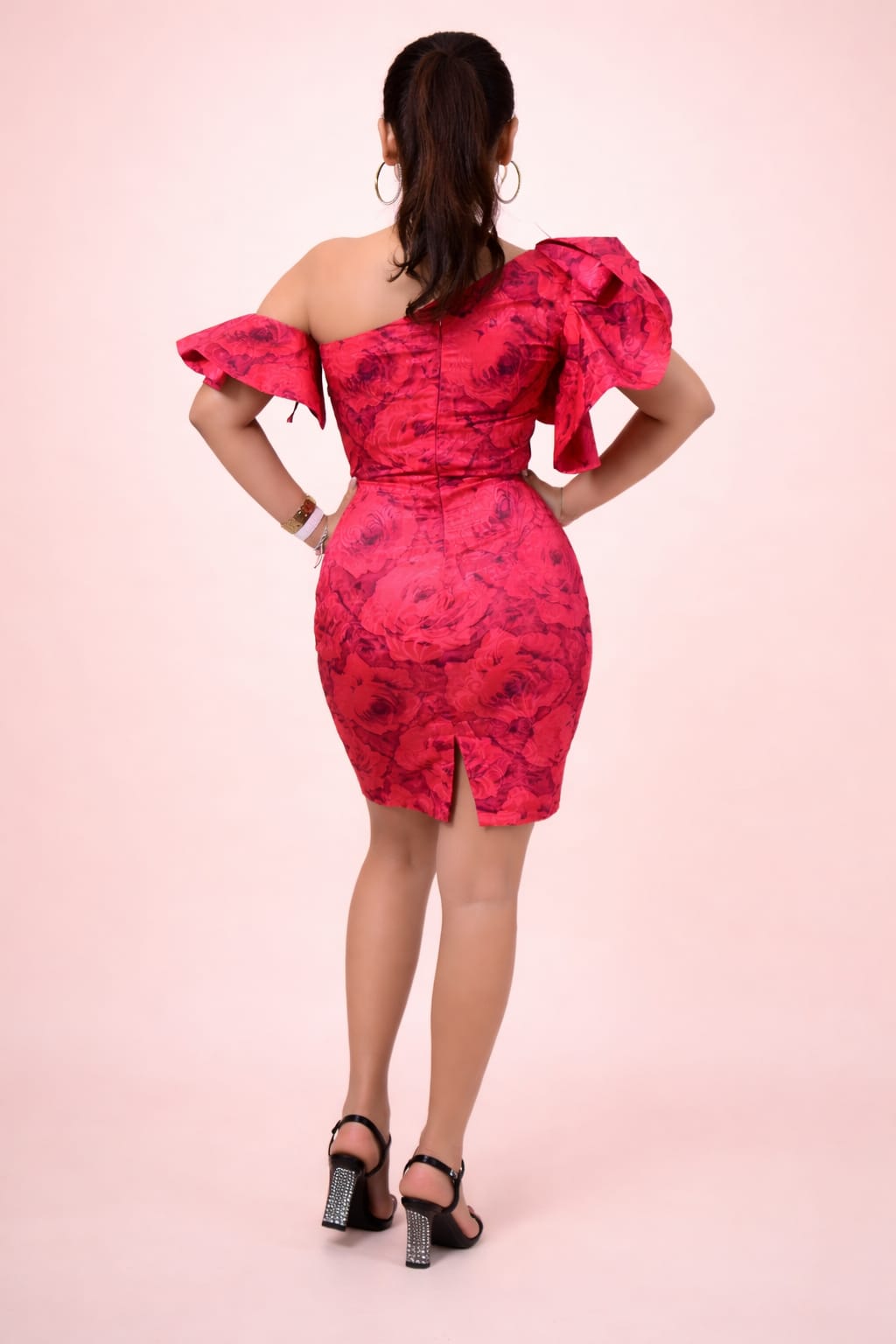 Ruby Ruffle One-Shoulder Dress