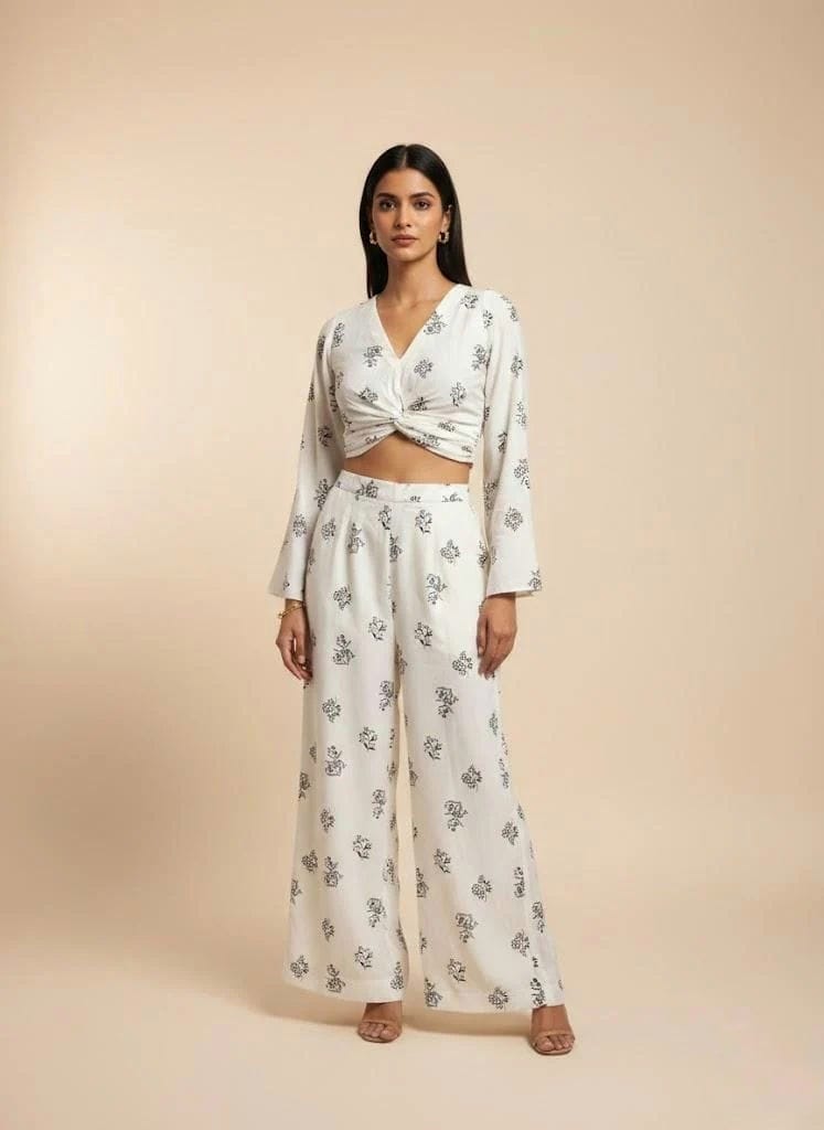 Ivory Bloom Twist Co-Ord Set