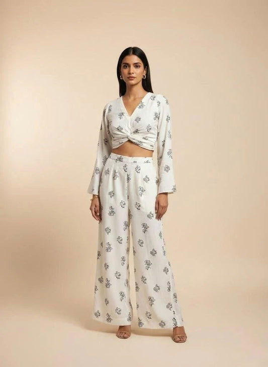Ivory Bloom Twist Co-Ord Set